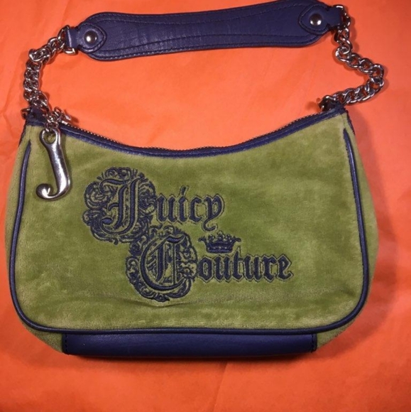 Juicy Couture Handbags - Sale Juicy Couture green Velour with dark blue trim retired bag.  Price is Firm